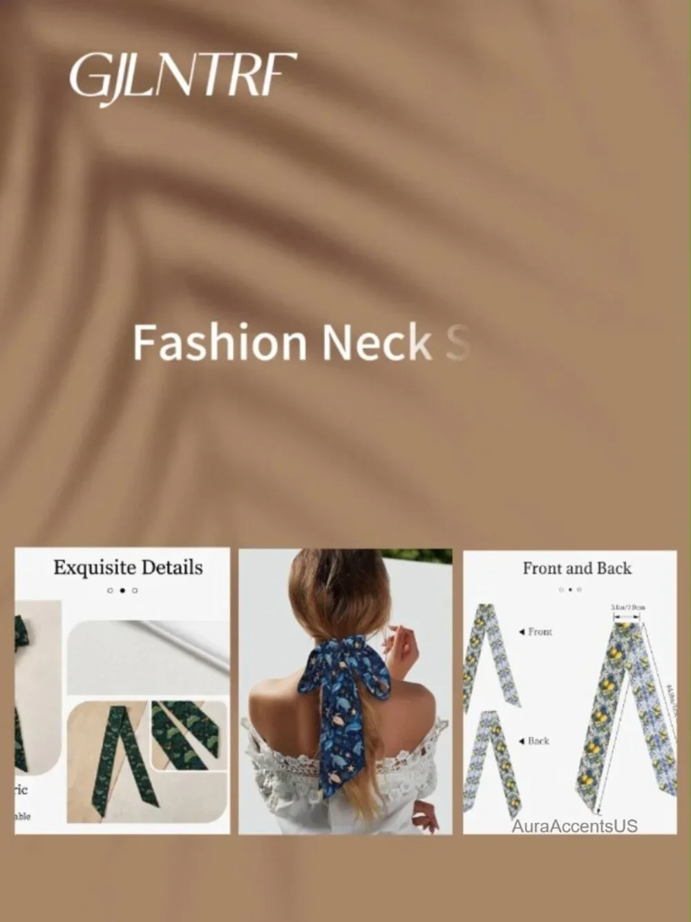 Silk-like Satin Scarf for Women, Multi-Use Hair Scarf and Handbag Handle Wrap